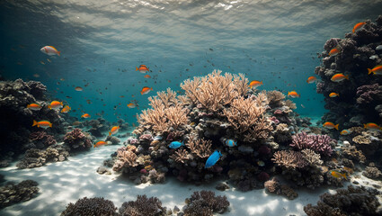 Naklejka na ściany i meble Beautiful underwater coral reefs