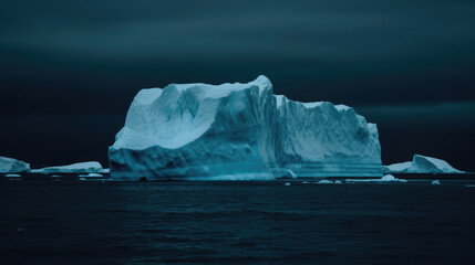 Majestic iceberg landscape under the Arctic sky, a breathtaking scene of nature's frozen beauty