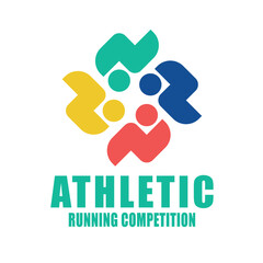 Business Logo Design People Run Athlete Competition 