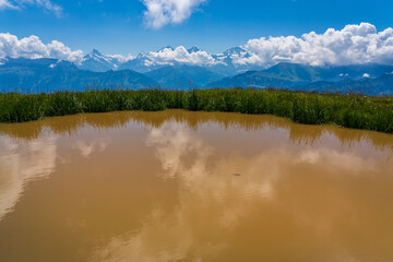 Panoramic view of the Swiss Alps.