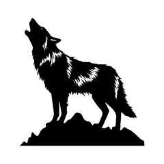 Fototapeta premium Howling Wolf Silhouette Vector icon, logo, sign isolated on white background. Vector illustration, ai generated