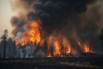 Fototapeta na wymiar burning forest. Wildfire, global warming and climate change 