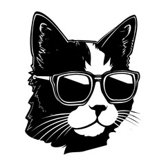 cool Japanese Bobtail cat wearing sunglasses vector , ai generated