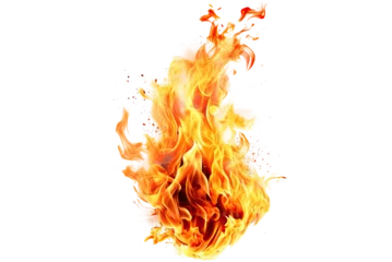 Foto auf Acrylglas Feuer Bright and dynamic fire flames, cut out