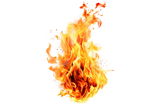 Bright and dynamic fire flames, cut out