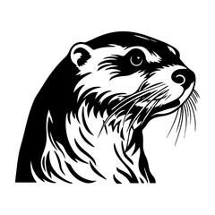 Fototapeta premium otter black and white vector design,Otter Logo Monochrome Design Style, ai generated