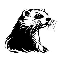 otter black and white vector design,Otter Logo Monochrome Design Style, ai generated