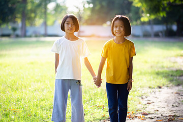 Obraz premium Two pairs of hand touching each other, helping hands