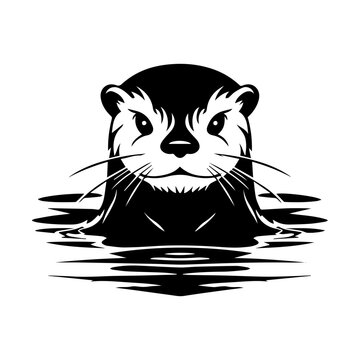 otter black and white vector design,Otter Logo Monochrome Design Style, ai generated