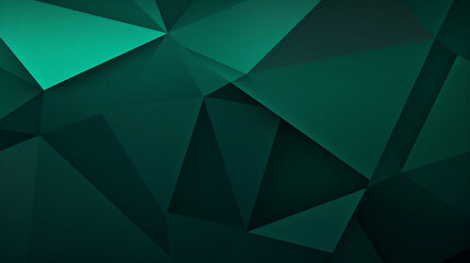 Black dark bottle green teal jade abstract background. Geometric shape. 3d effect. Triangle polygon line angle. Color gradient. Folded origami mosaic. Rough grain grungy.