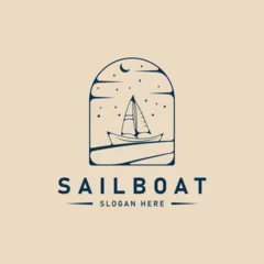 Fotobehang sailboat logo design template, with emblem vector illustration design © CAH_YOU