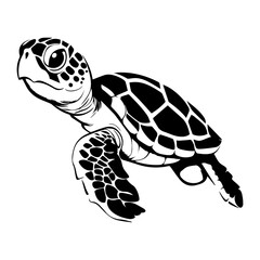 Sea turtle hand drawn engraving style sketch Underwater animals Vector illustration., ai generated