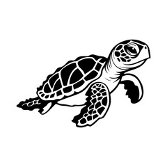 Fototapeta premium Sea turtle hand drawn engraving style sketch Underwater animals Vector illustration., ai generated