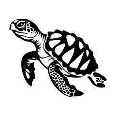Fototapeta premium Sea turtle hand drawn engraving style sketch Underwater animals Vector illustration., ai generated