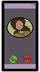 Screen of a smartphone with an incoming phone call