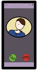 Screen of a smartphone with an incoming phone call