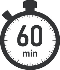 60分のタイマー・ストップウォッチのイラスト素材