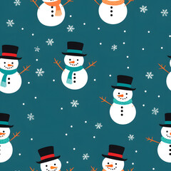 snowman seamless pattern