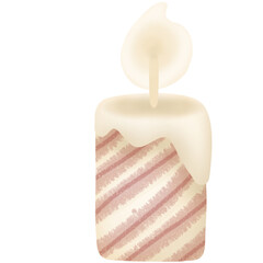 Candles and Christmas on a white background Illustrations and elements For decorating birthday parties, Christmas and New Year celebrations.