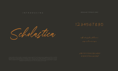 Handwritten Script font. Hand drawn brush style modern calligraphy cursive typeface. Hand Lettering and Custom Typography alphabet for Designs: Logo, Greeting Cards, Poster. Vector Brush type set.
