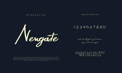 Handwritten Script font. Hand drawn brush style modern calligraphy cursive typeface. Hand Lettering and Custom Typography alphabet for Designs: Logo, Greeting Cards, Poster. Vector Brush type set.
