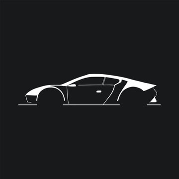 Sports car logo icon. Motor vehicle silhouette emblems. Auto garage dealership brand identity design elements. Vector illustrations.
