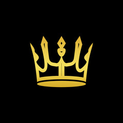 Premium style abstract gold crown logo symbol. Royal king icon. Modern luxury brand element sign.