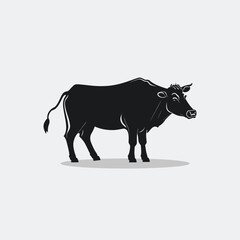 Farm logo cow vector black and white icon illustration isolated on white background