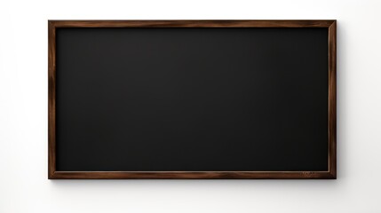 Chalkboard awaits its next lesson, paired with an eraser against a pristine white backdrop