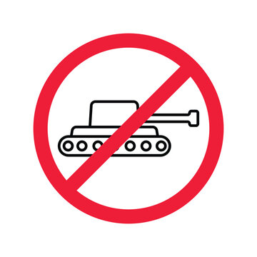 recommend clip art: Forbidden Prohibited Warning, caution, attention, restriction label danger. No Tank vector icon. Do not use Military tank sign design. Tank symbol flat pictogram