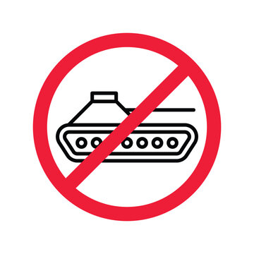 recommend clip art: Forbidden Prohibited Warning, caution, attention, restriction label danger. No Tank vector icon. Do not use Military tank sign design. Tank symbol flat pictogram