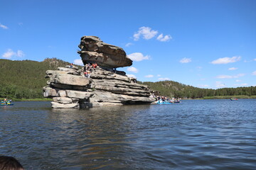 statue on the lake