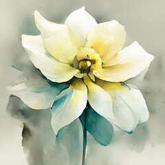 Daffodil flower watercolor floral illustration isolated on white background