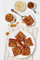 Berry Bars with Rolled Oat and Nut Topping