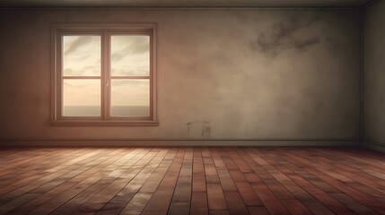une pièce vide avec une fenêtre, généré par IA