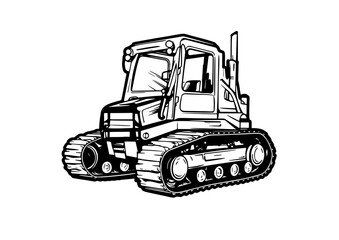 silhouette of a tractor illustration vector	