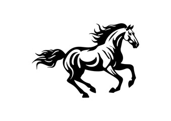 wild horse vector illustration - fine black silhouette against white