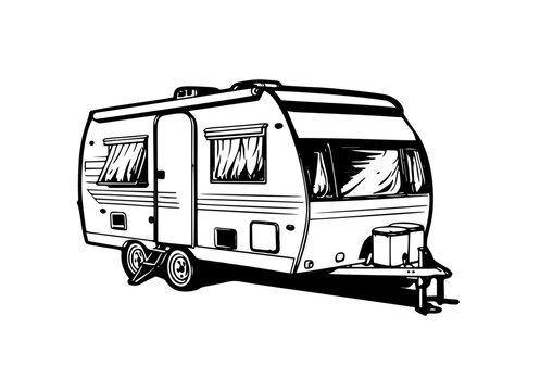 Camper trailer icon, Camper vector Illustration isolated