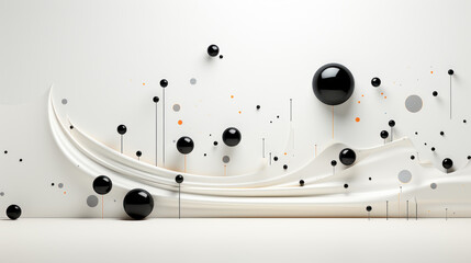 Monochromatic Intrigue: Abstract Black Lines and Spheres. Generative AI