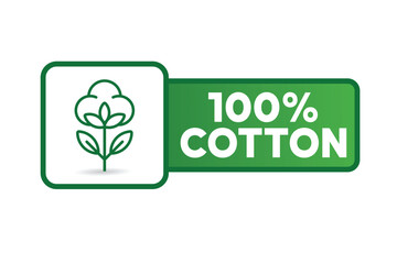 Vector 100 cotton label natural fiber sign vector stock illustration - obrazy, fototapety, plakaty