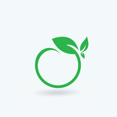Vegan, vegetarian product label. Green leaves in circle icon. eco, ecological, natural. green logo