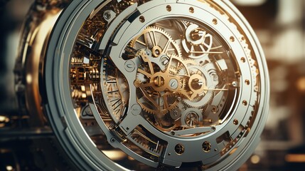 A close-up of a mechanical clock is a glimpse into the inner workings of time. 