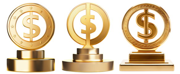 Set of golden dollar statuettes cut out