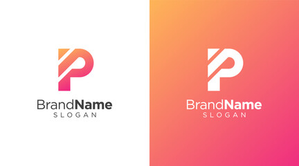 Letter P logo design for various types of businesses and company. colorful, modern, geometric, luxury letter P logo set