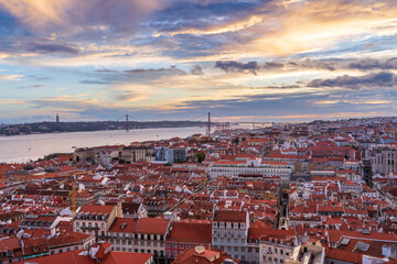 Fototapeta na wymiar Skyline View of Old Lisbon, Alfama District..Lisbon, Portugal, Europe