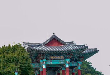 An ancient temple architecture building in South Korea in a national park Gyeongju area