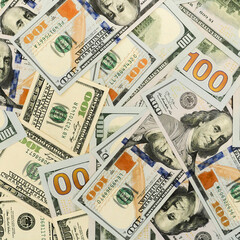 Square photo of a background made of dollars.