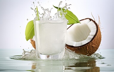 Coconut Water on a White Background