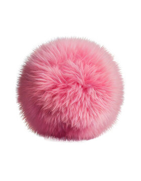 Pink fur ball isolated on transparent background
