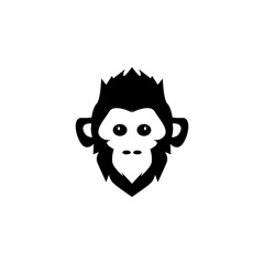 Premium minimalist monkey on vector logo icon illustration design.